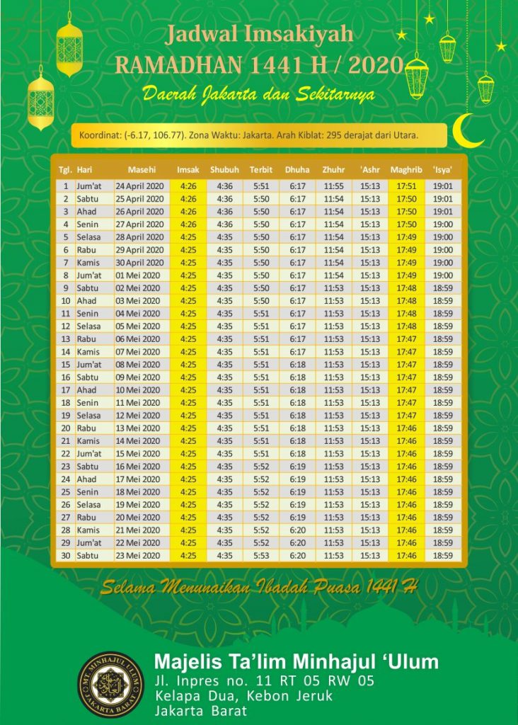 Desain Jadwal Imsakiyah Puasa Ramadhan 2020/1441H – SerbaBisnis