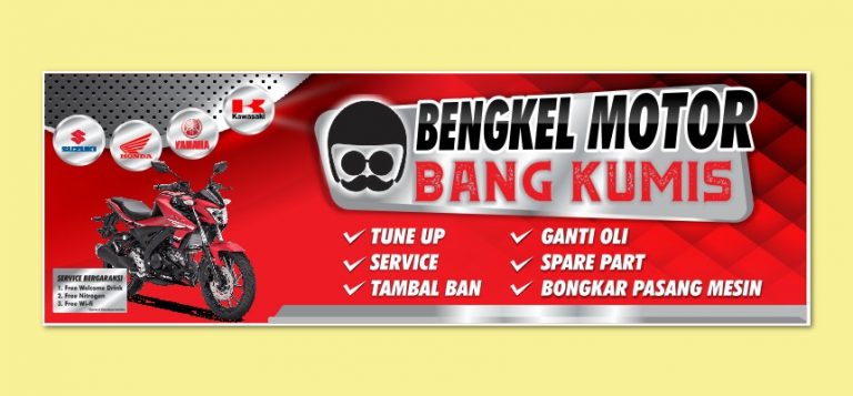 Spanduk Bengkel Motor Unik - Homecare24