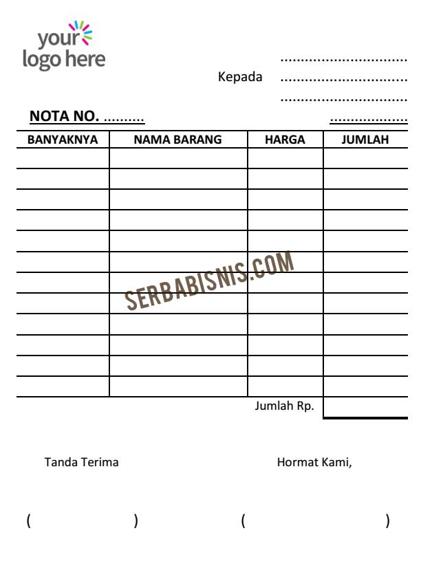 Template Nota Kosong Word Doc